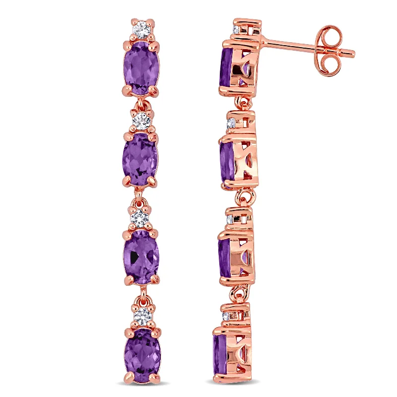 Gorgeous Jewelry, Limited-Time Savings Mimi & Max 3 5/8ct TGW Amethyst and White Topaz Drop Earrings in Rose Plated Sterling Silver