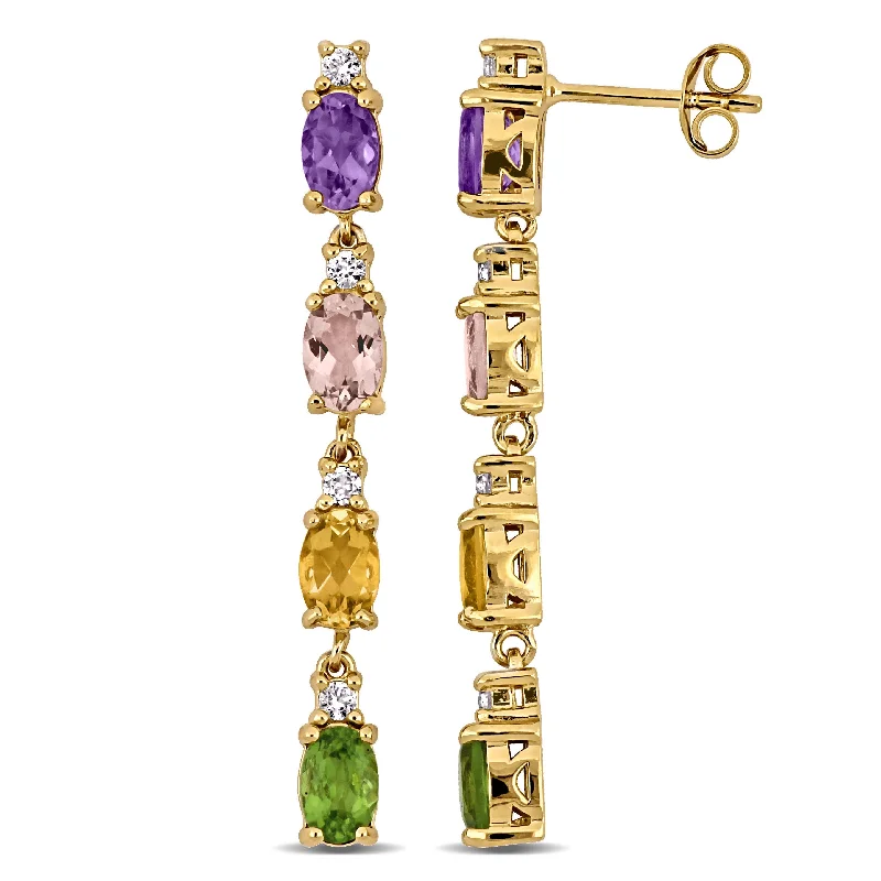 The Perfect Jewelry Piece At The Perfect Price Mimi & Max 4 1/10ct TGW Amethyst Citrine Morganite Peridot White Topaz Drop Earrings Yellow Silver