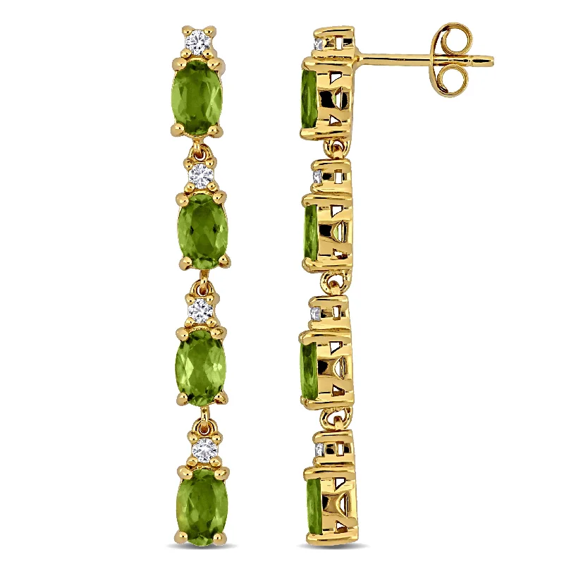 Dazzle With Discounts – Shop Jewelry On Sale Mimi & Max 4 1/3ct TGW Peridot and White Topaz Drop Earrings in Yellow Plated Sterling Silver
