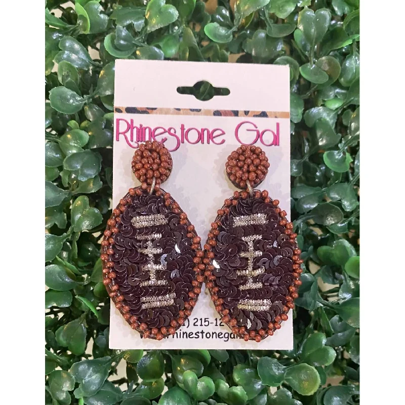 Exclusive Jewelry Discounts – Shop Now For Savings Mini Football Sequin And Seed Bead Earrings In Brown