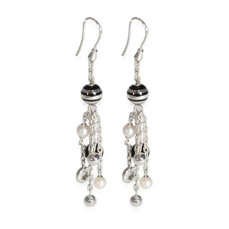 Buy More, Save More On Stunning Jewelry Pieces Montblanc Onyx & Pearl Drop Earrings in  Sterling Silver