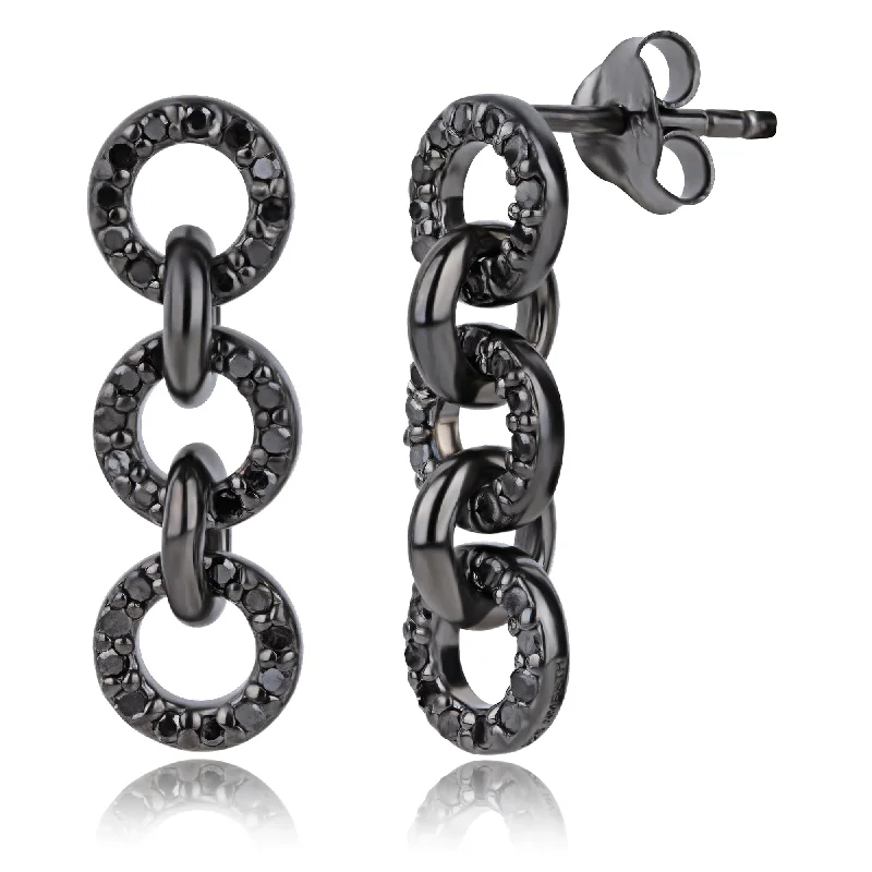 Personalized Jewelry Sale – Meaningful Gifts At Great Prices Real Black Diamond Chain Link Drop Earrings in Sterling Silver