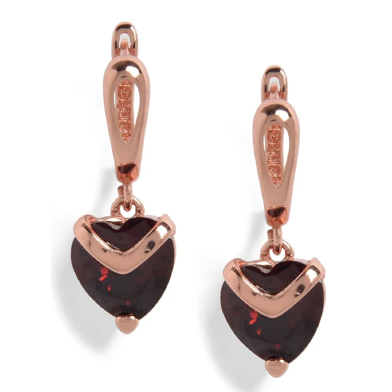 Limited-Time Jewelry Sale – Elegant Styles At Less Red Rose Gold Plated Heart Shaped Drop Earrings