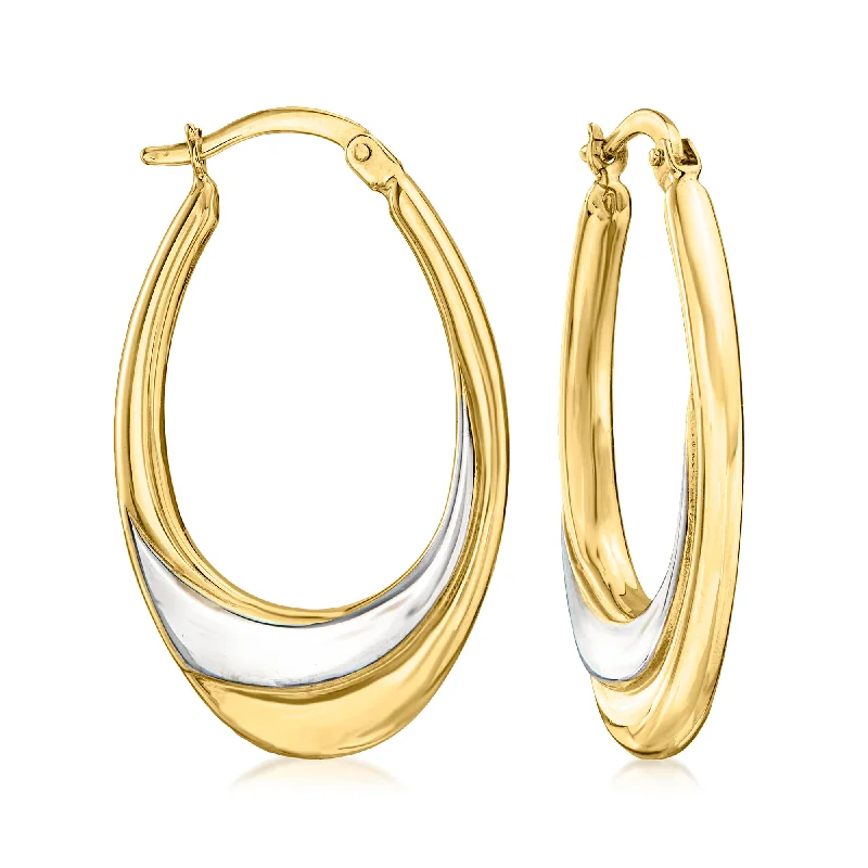 Breathtaking Jewelry At Limited-Time Savings Ross-Simons 14kt 2-Tone Gold Oval Hoop Earrings