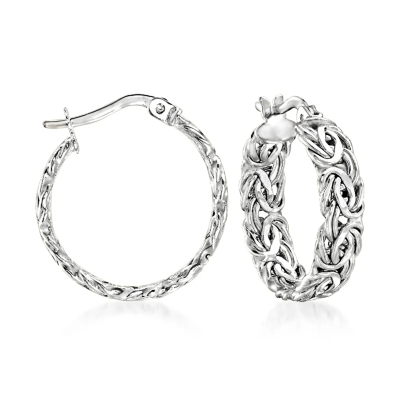 Buy More, Save More On Stunning Jewelry Pieces Ross-Simons 14kt White Gold Byzantine Hoop Earrings