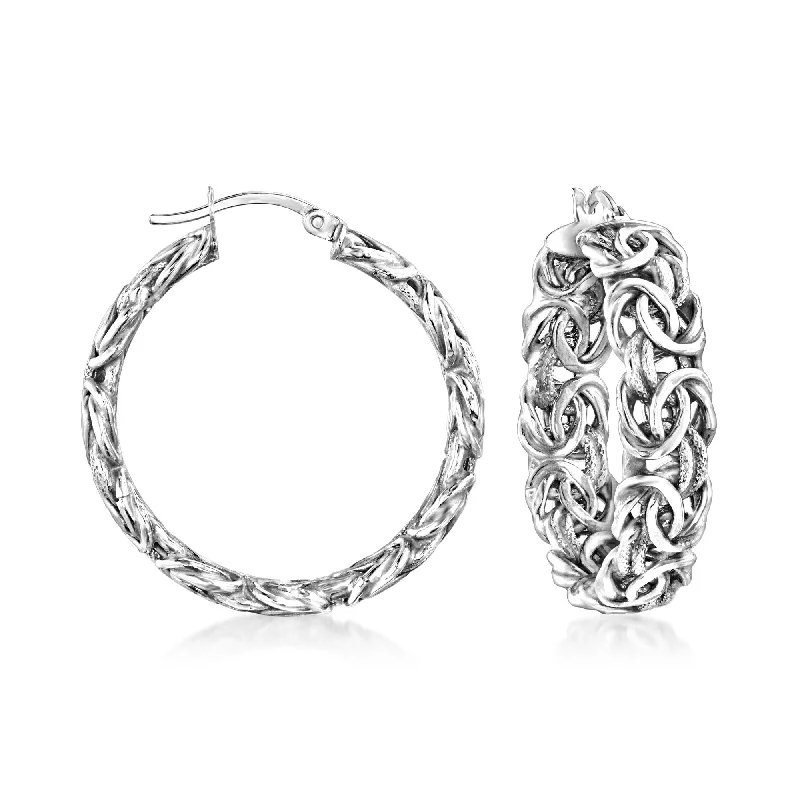 Exclusive Jewelry Bundles At Discounted Prices Ross-Simons 14kt White Gold Byzantine Hoop Earrings