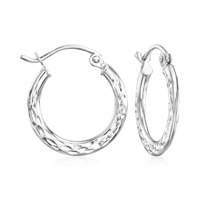 Get The Jewelry You Love At A Price You Love Ross-Simons 14kt White Gold Diamond-Cut Hoop Earrings