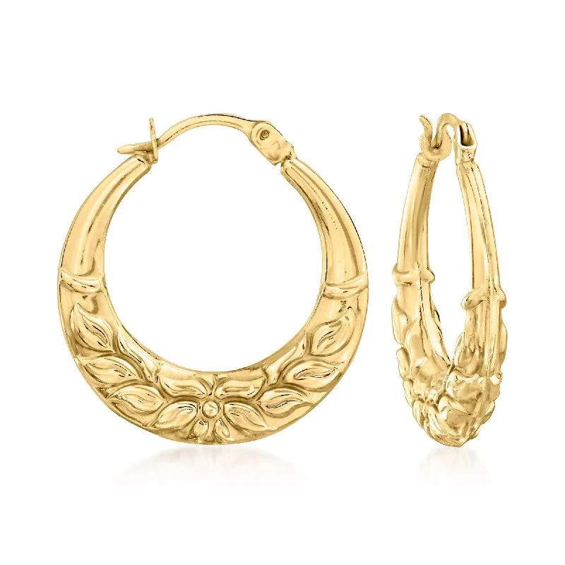 Best Jewelry Sale Prices – Limited-Time Offer Ross-Simons 14kt Yellow Gold Floral Hoop Earrings