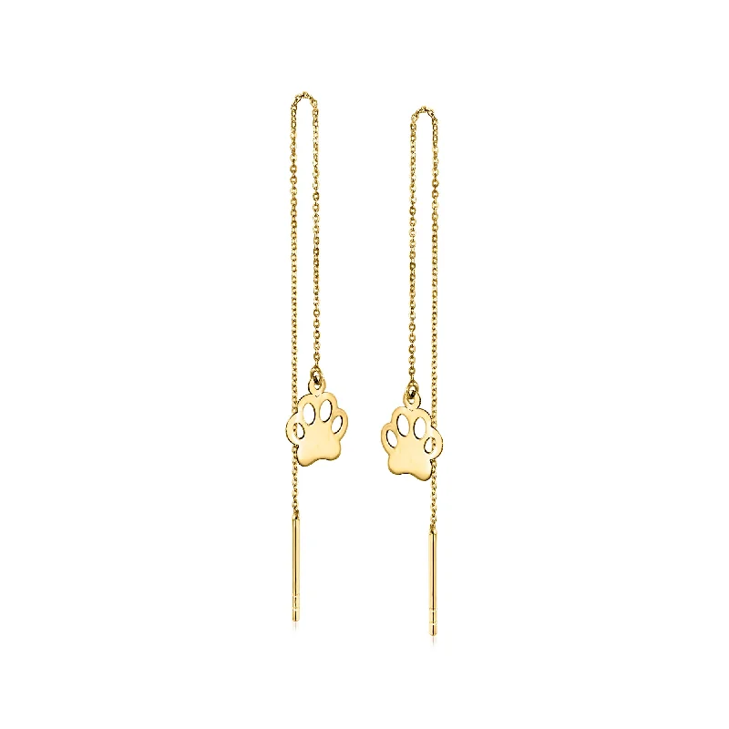 The Ultimate Jewelry Sale – Shop Premium Styles Ross-Simons 14kt Yellow Gold Paw Print Threader Earrings