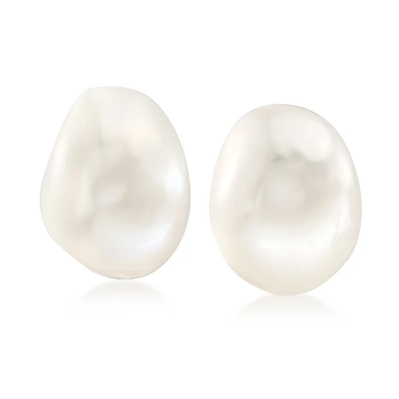 The Perfect Jewelry Piece At The Perfect Discount Ross-Simons 16x13mm Cultured Baroque Pearl Earrings in 14kt Yellow Gold