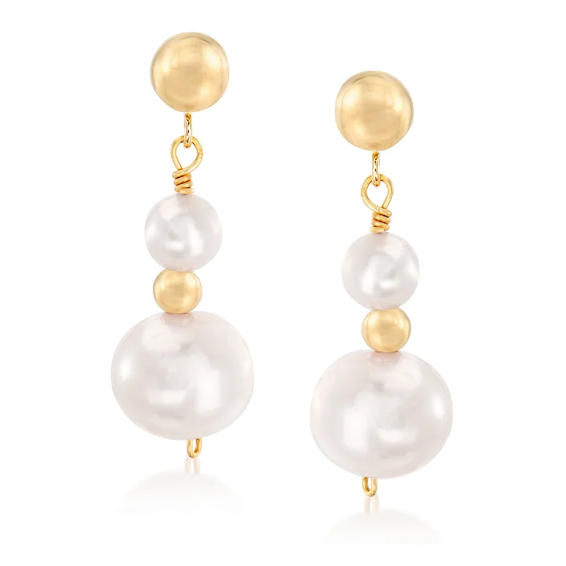 Handcrafted Jewelry Sale – Unique Designs At Low Prices Ross-Simons 5-9mm Cultured Pearl Drop Earrings in 14kt Yellow Gold