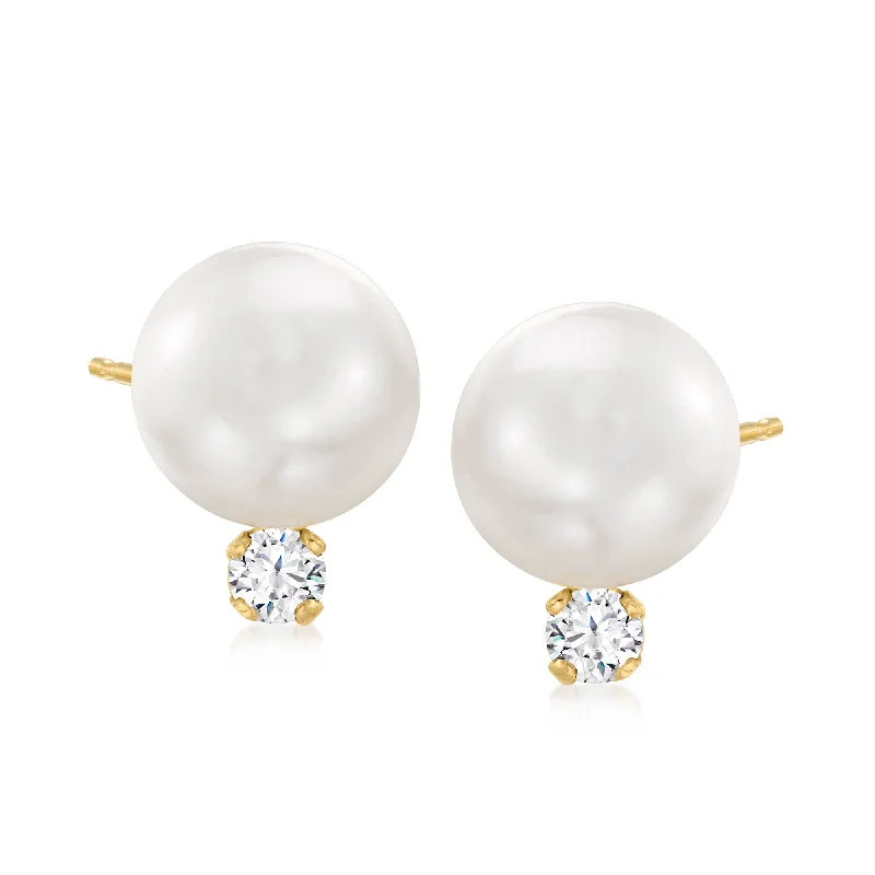 Personalized Jewelry Sale – Unique Pieces At Great Prices Ross-Simons 7-7.5mm Cultured Akoya Pearl and . Diamond Accent Earrings in 14kt Yellow Gold