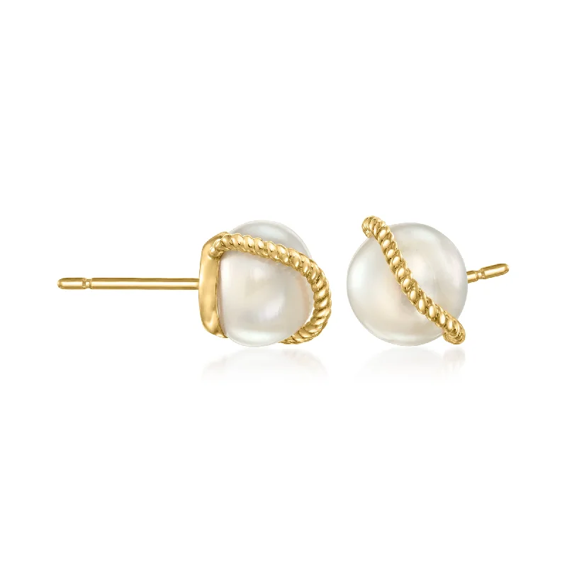 Flash Sale On Stunning Jewelry – Don't Miss Out Ross-Simons 8-8.5mm Cultured Pearl Roped Earrings in 14kt Yellow Gold