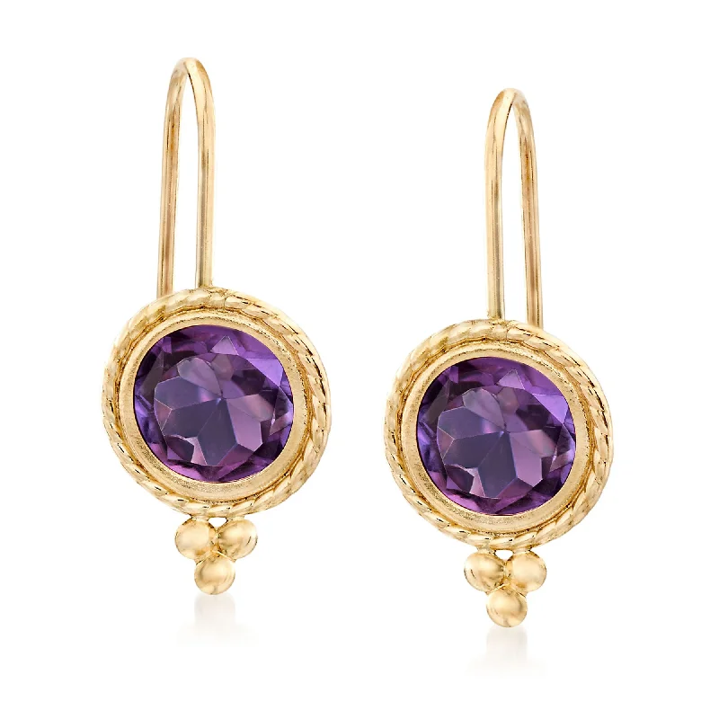Discover Unique Jewelry With Special Limited-Time Offers Ross-Simons Amethyst Drop Earrings in 14kt Yellow Gold