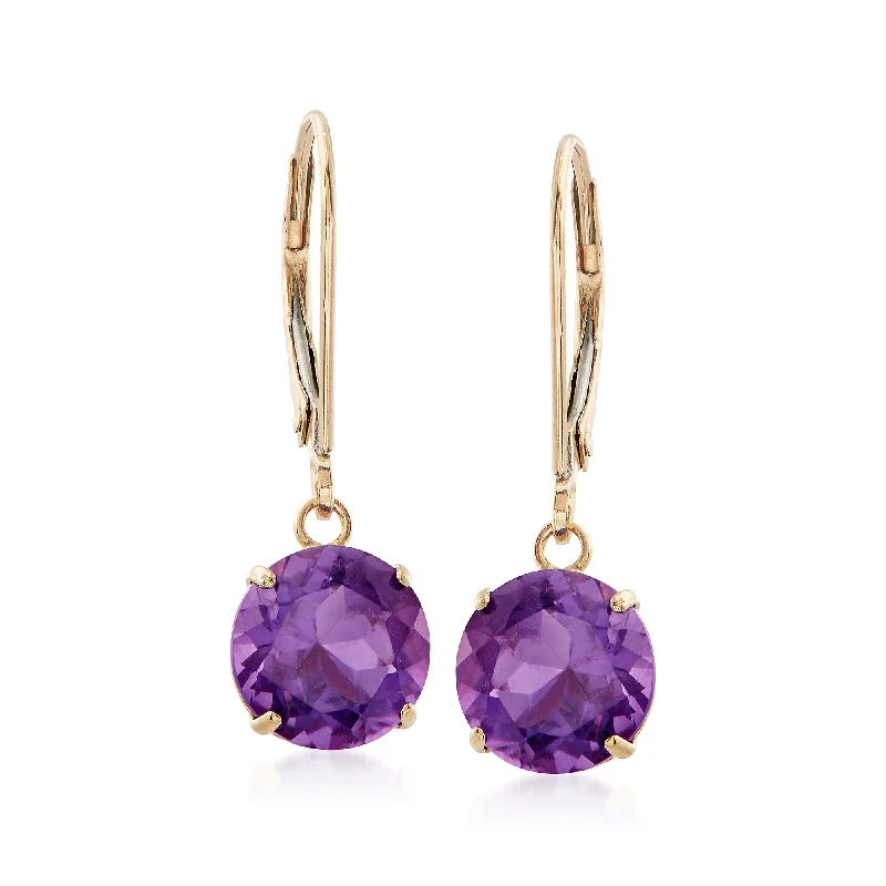 Exclusive Jewelry Sale Event – Shop Now Ross-Simons Amethyst Drop Earrings in 14kt Yellow Gold