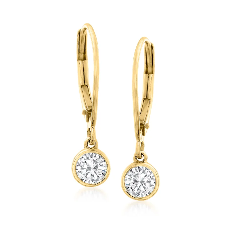 Handcrafted Beauty At Affordable Prices Ross-Simons Bezel-Set Diamond Drop Earrings in 14kt Yellow Gold