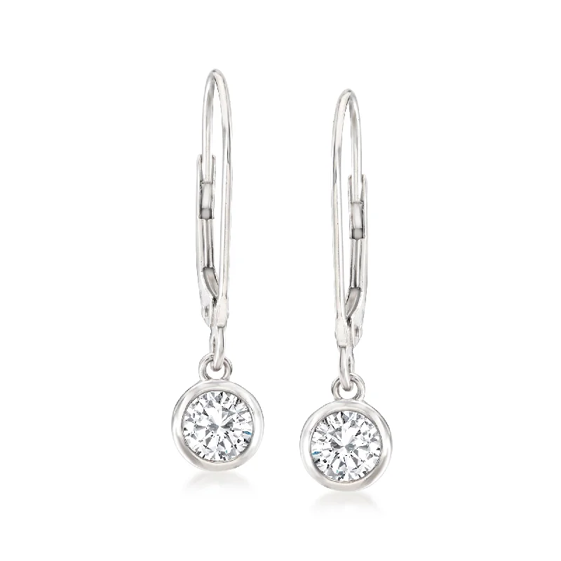 Handmade Pearl Jewelry For Timeless Elegance Ross-Simons Bezel-Set Diamond Drop Earrings in Platinum