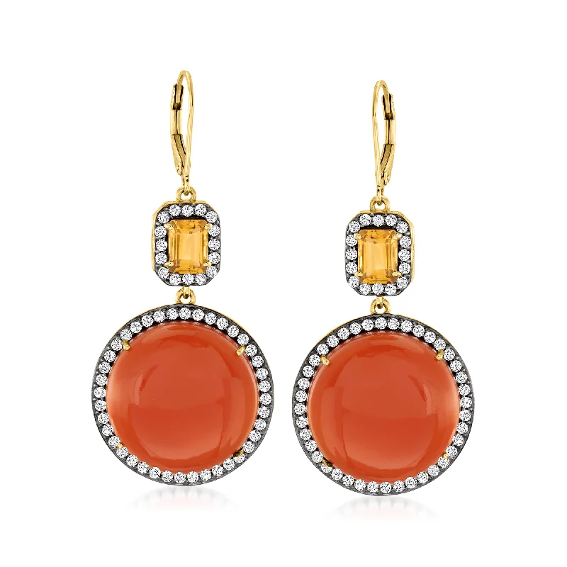 Get The Jewelry You Love At A Price You Love Ross-Simons Carnelian and Multi-Gem Drop Earrings in 18kt Gold Over Sterling