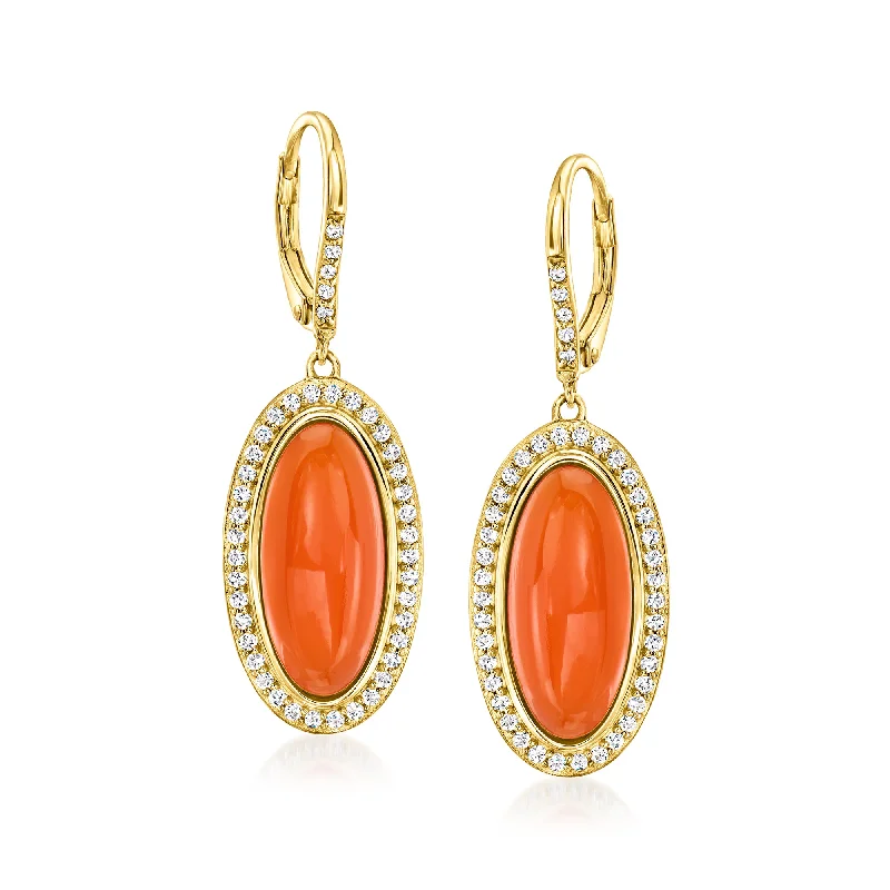 Must-Have Jewelry Pieces At Reduced Prices Ross-Simons Carnelian and White Topaz Drop Earrings in 18kt Gold Over Sterling