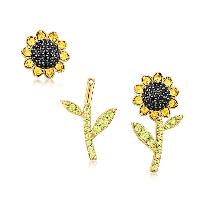 Accessorize For Less – Luxury Jewelry At Affordable Prices Ross-Simons Citrine, . Peridot and . Black Spinel Jewelry Set: Flower Earrings and Earring Jackets in 18kt Gold Over Sterling
