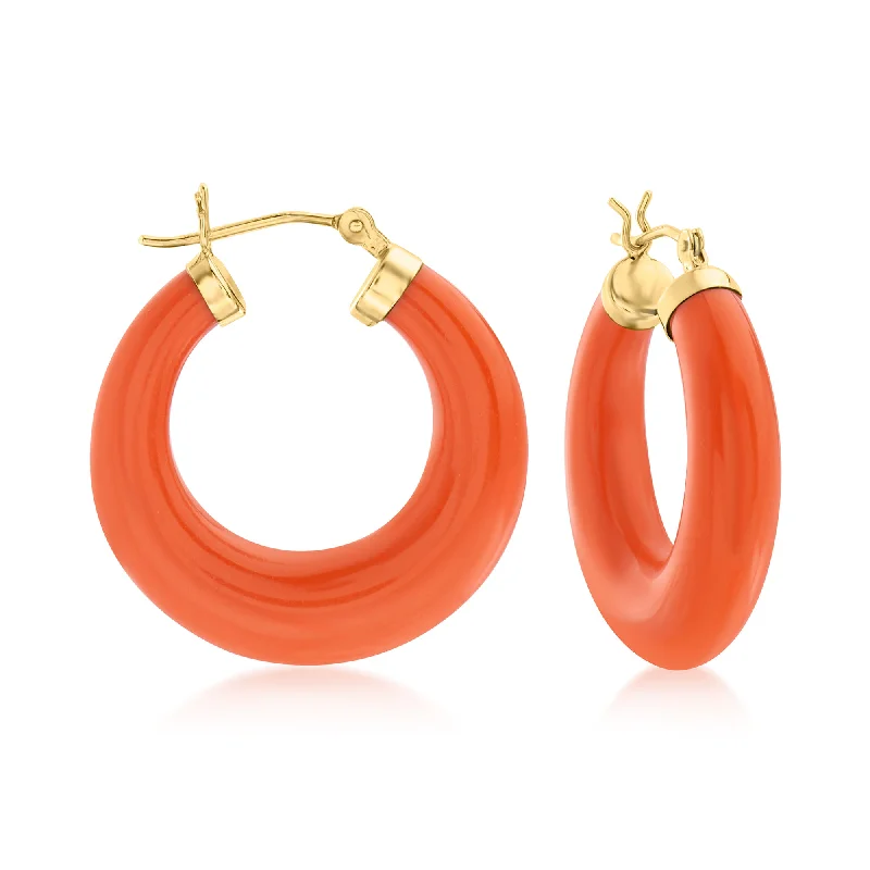 Flash Jewelry Sale – Get Stunning Pieces At Low Prices Ross-Simons Simulated Coral Hoop Earrings in 14kt Yellow Gold