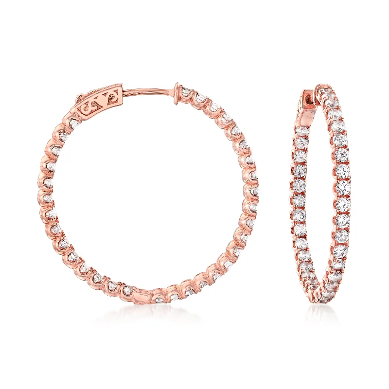 Best Jewelry Sale Prices – Limited-Time Offer Ross-Simons CZ Inside-Outside Hoop Earrings in 18kt Rose Gold Over Sterling