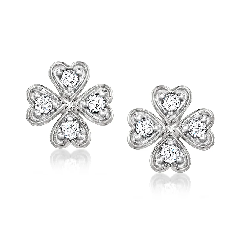 Elegant Jewelry, Affordable Luxury – Shop Now Ross-Simons Diamond 4-Leaf Clover Earrings in Sterling Silver