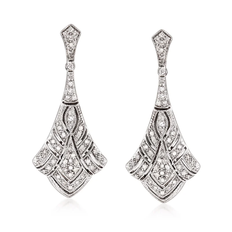 High-Quality Jewelry At A Fraction Of The Cost Ross-Simons Diamond Art Deco-Style Drop Earrings in Sterling Silver