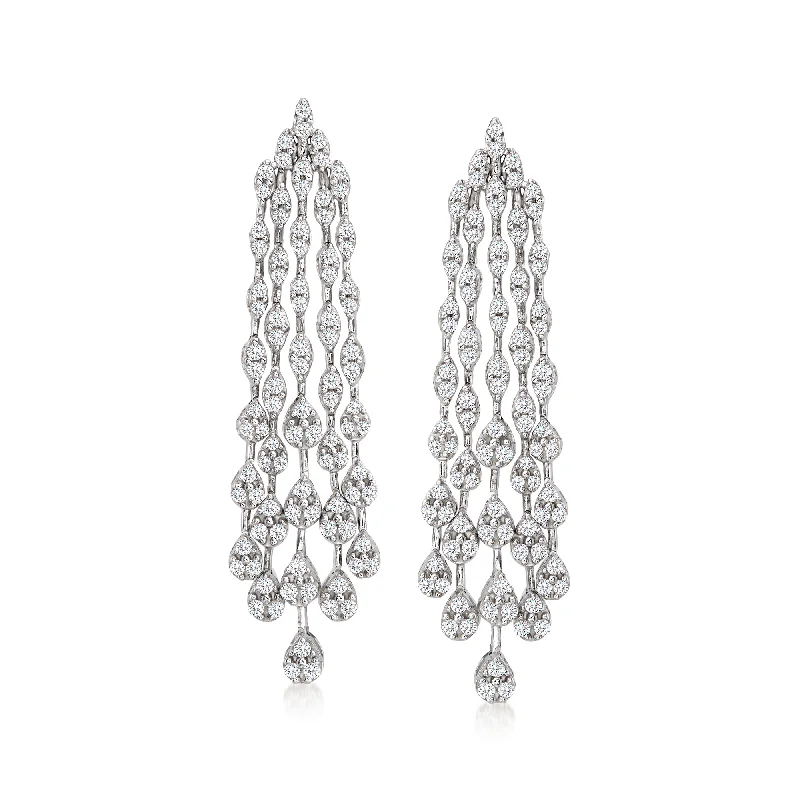 Seasonal Jewelry Deals – Elevate Your Style Ross-Simons Diamond Cluster Drop Earrings in 14kt White Gold