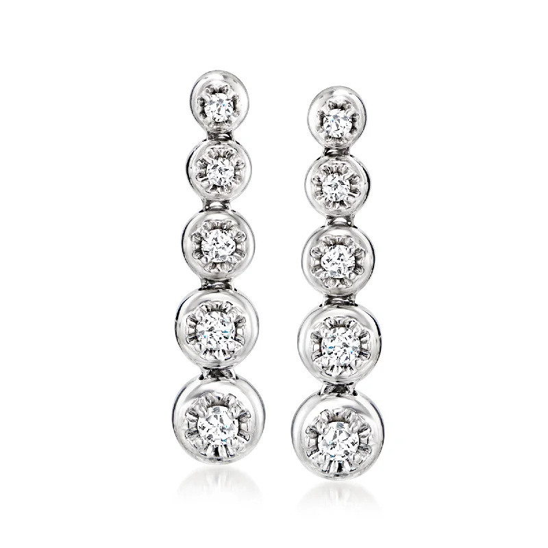 Grab Your Favorite Jewelry At The Lowest Prices Ross-Simons Diamond Graduated Circle Drop Earrings in Sterling Silver