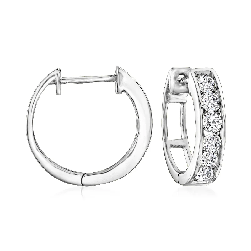 Grab Stylish Jewelry Before The Sale Ends Ross-Simons Diamond Huggie Hoop Earrings in 14kt White Gold