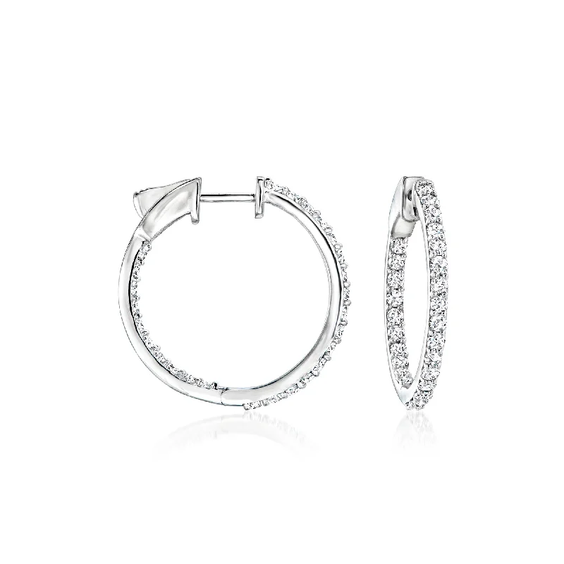 Affordable Luxury Jewelry – Style At A Great Price Ross-Simons Diamond Inside-Outside Hoop Earrings in 14kt White Gold