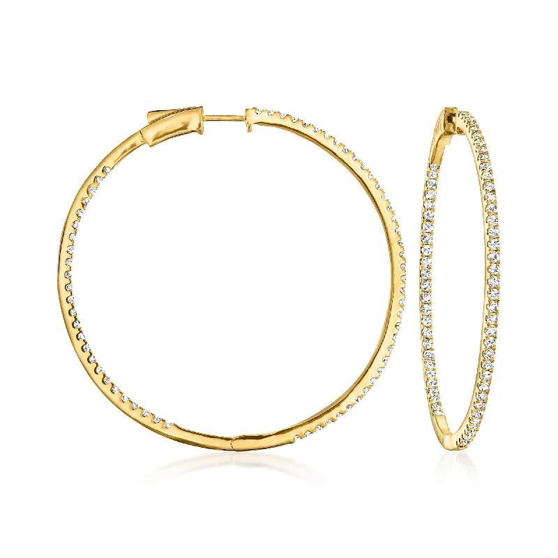 Flash Sale On Elegant Jewelry – Don't Miss Out Ross-Simons Diamond Inside-Outside Hoop Earrings in 18kt Gold Over Sterling