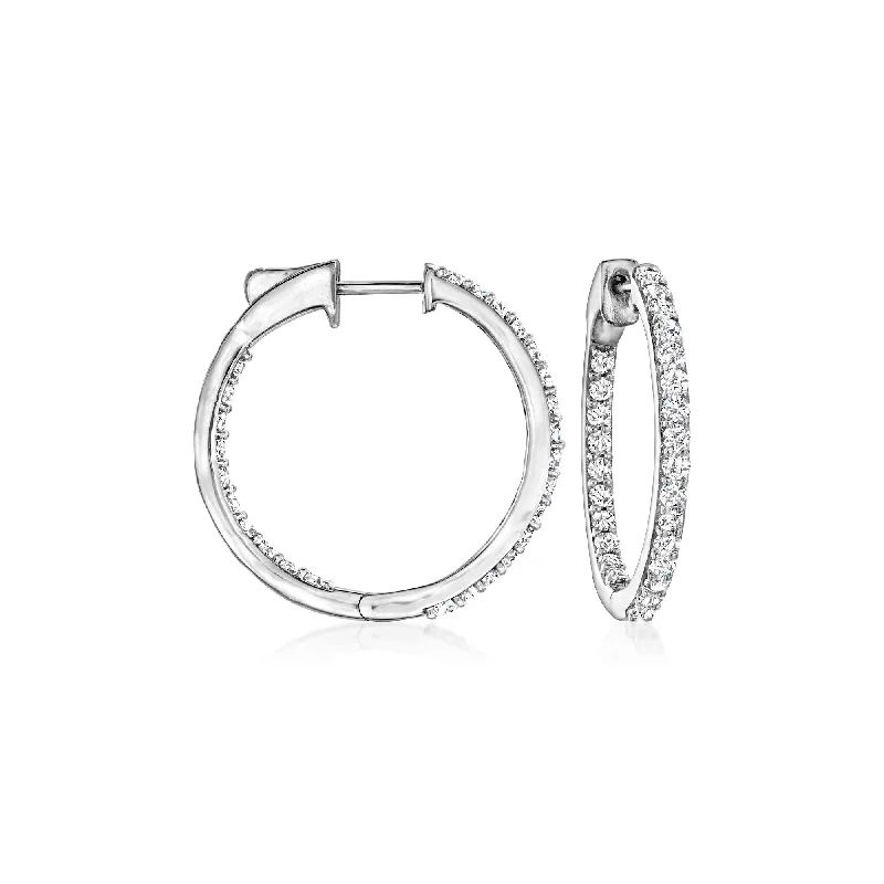Best-Selling Jewelry Now Available At Special Deals Ross-Simons Diamond Inside-Outside Hoop Earrings in Sterling Silver