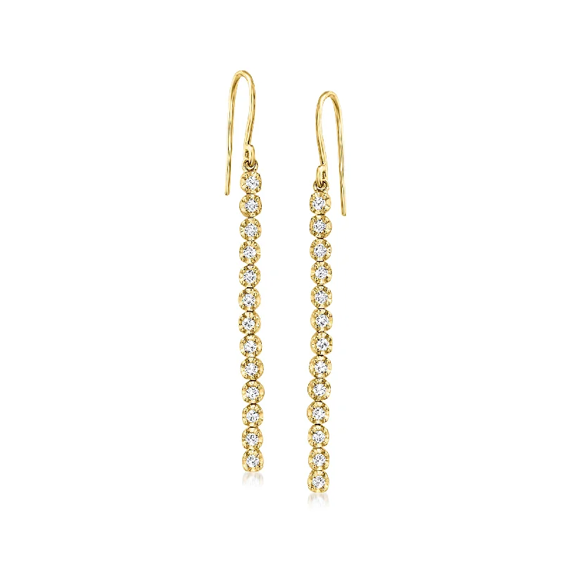 Shop Stylish Jewelry Now And Save Big Ross-Simons Diamond Linear Drop Earrings in 14kt Yellow Gold
