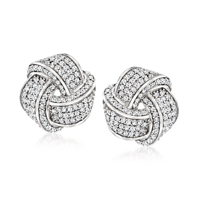 Seasonal Jewelry Deals – Elevate Your Style Ross-Simons Diamond Love Knot Earrings in Sterling Silver