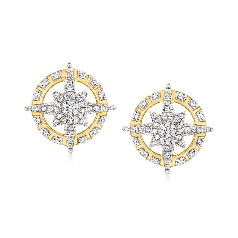 Exclusive Jewelry Bundles At Discounted Rates Ross-Simons Diamond North Star Earrings in 14kt Yellow Gold