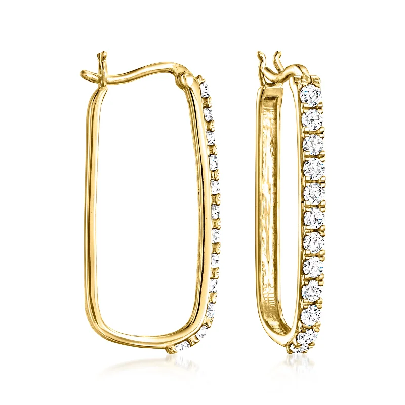 Shop Dazzling Jewelry At The Best Prices Ross-Simons Diamond Paper Clip Link Hoop Earrings in 18kt Gold Over Sterling