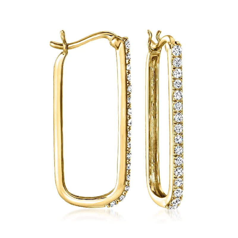 Huge Savings On Timeless Jewelry Collections Ross-Simons Diamond Paper Clip Link Hoop Earrings in 18kt Gold Over Sterling