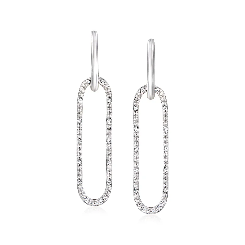 Sparkle On A Budget – Fine Jewelry For Less Ross-Simons Diamond Paper Clip Link Removable Hoop Drop Earrings in Sterling Silver