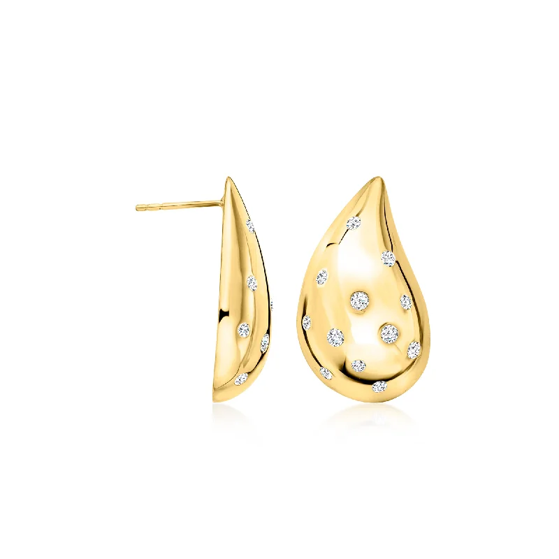 Affordable Glamour – Premium Jewelry At Special Prices Ross-Simons Diamond Puffy Teardrop Earrings in 18kt Gold Over Sterling