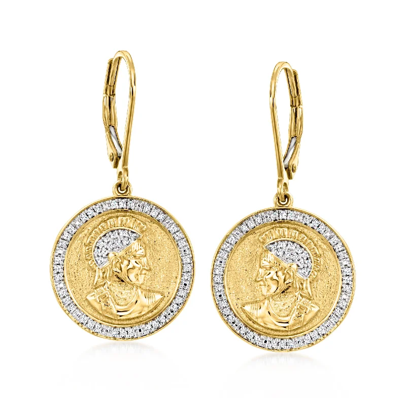 Elegant Jewelry, Exclusive Prices – Shop Now Ross-Simons Diamond Roman Coin Drop Earrings in 18kt Gold Over Sterling