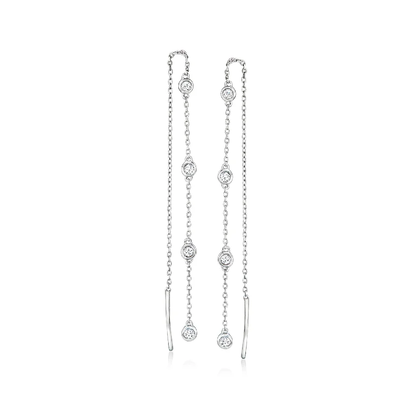 Must-Have Jewelry Pieces At Reduced Prices Ross-Simons Diamond Station Threader Earrings in Sterling Silver