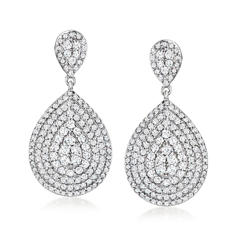 Buy More, Save More On Stunning Jewelry Designs Ross-Simons Diamond Teardrop Earrings in Sterling Silver