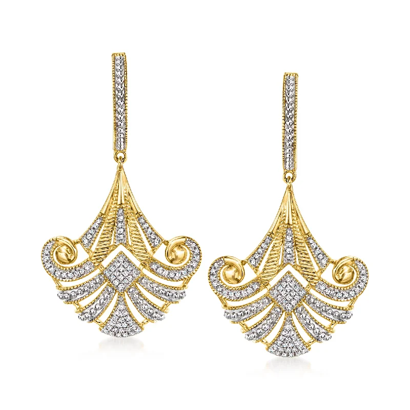 Personalized Jewelry Sale – Meaningful Gifts At Great Prices Ross-Simons Diamond Vintage-Style Drop Earrings in 18kt Yellow Gold Over Sterling