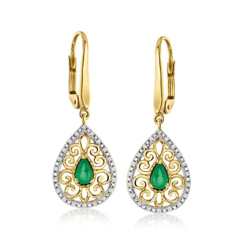 Bestselling Jewelry At Special Promotional Rates Ross-Simons Emerald and . Diamond Drop Earrings in 14kt Yellow Gold