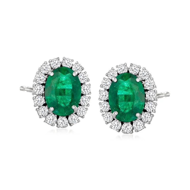 Exclusive Jewelry Offers – Sparkle For Less Ross-Simons Emerald and Diamond Earrings in 18kt White Gold