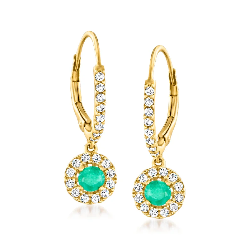 Fine Jewelry, Limited-Time Offers Available Ross-Simons Emerald and . White Zircon Drop Earrings in 18kt Gold Over Sterling