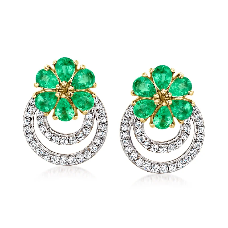 Special Deals On Handcrafted And Designer Jewelry Ross-Simons Emerald Flower Earrings With Removable . White Topaz Circle Drops in 18kt Gold Over Sterling