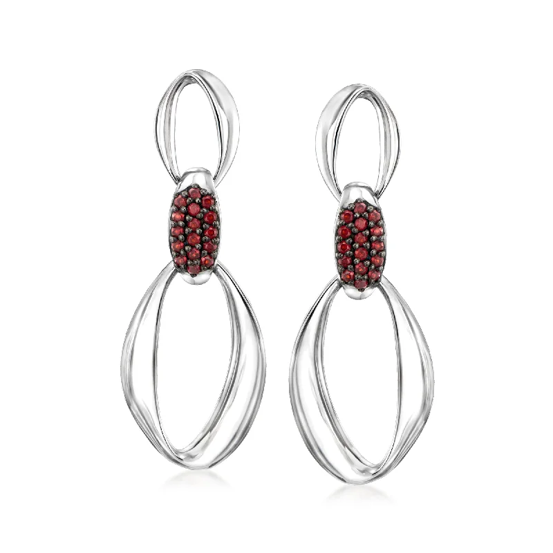 Get The Jewelry You Love At A Price You Love Ross-Simons Garnet Convertible Drop Earrings in Sterling Silver